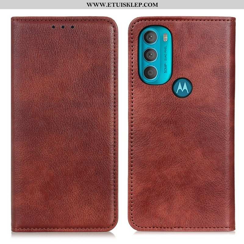 Etui Na Telefon do Moto G71 5G Etui Folio Teksturowana Dwoina Skóry